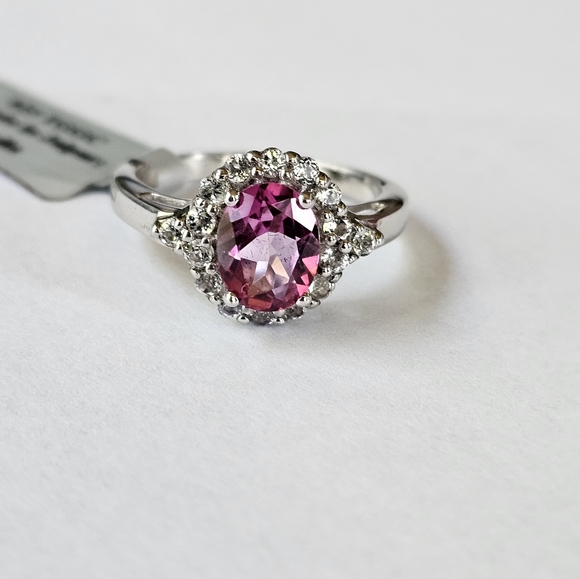 Genuine Pink & White Topaz Ring Sterling Silver Size 9! NWT - Picture 14 of 17